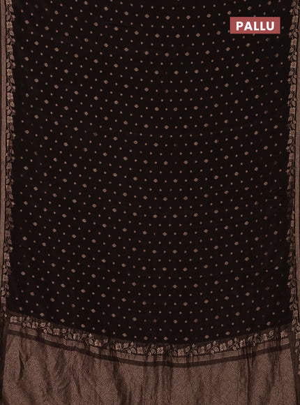 Semi mysore silk saree coffee brown with allover zari woven buttas and zari woven border