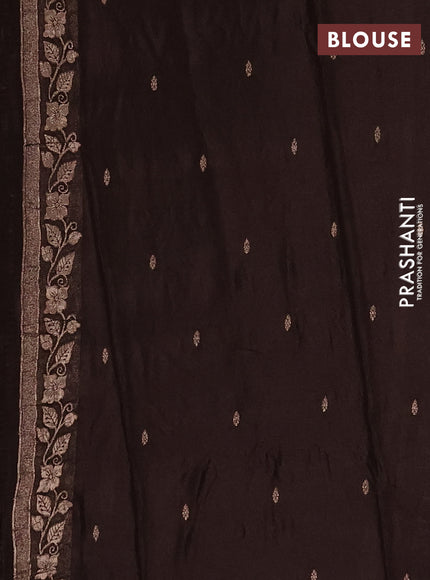 Semi mysore silk saree coffee brown with allover zari woven buttas and zari woven border