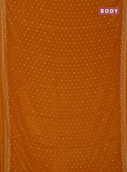 Semi mysore silk saree mustard yellow with allover zari woven buttas and zari woven border