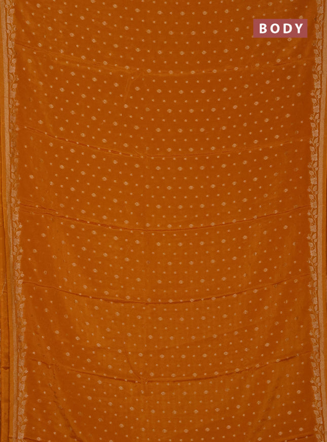 Semi mysore silk saree mustard yellow with allover zari woven buttas and zari woven border