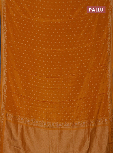 Semi mysore silk saree mustard yellow with allover zari woven buttas and zari woven border