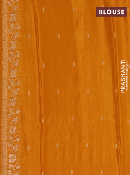 Semi mysore silk saree mustard yellow with allover zari woven buttas and zari woven border