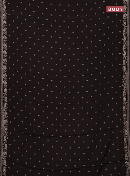 Semi mysore silk saree coffee brown with allover zari woven buttas and zari woven border