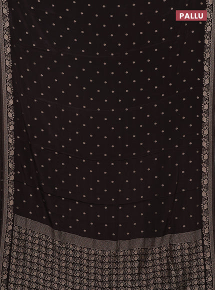 Semi mysore silk saree coffee brown with allover zari woven buttas and zari woven border