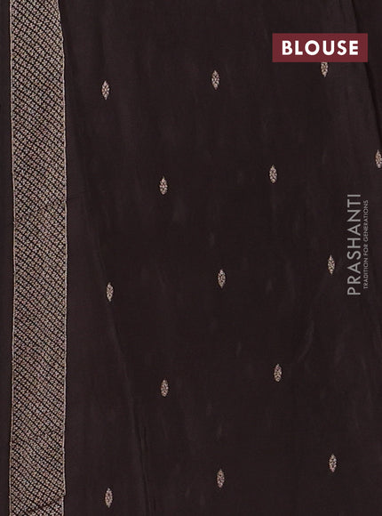 Semi mysore silk saree coffee brown with allover zari woven buttas and zari woven border