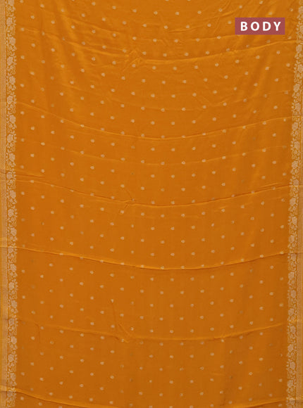 Semi mysore silk saree mustard yellow with allover zari woven buttas and zari woven border