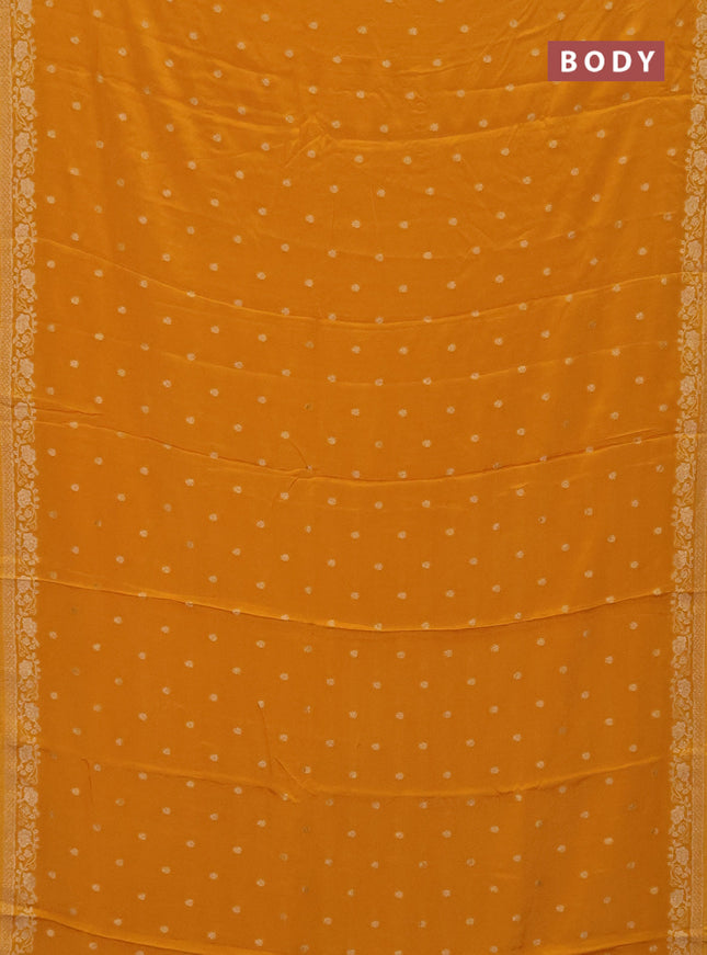 Semi mysore silk saree mustard yellow with allover zari woven buttas and zari woven border