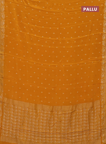 Semi mysore silk saree mustard yellow with allover zari woven buttas and zari woven border