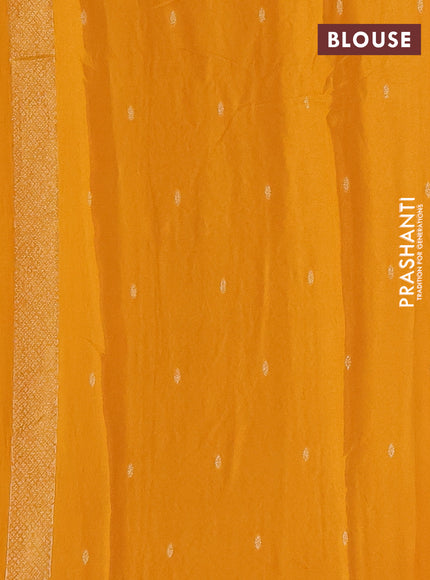 Semi mysore silk saree mustard yellow with allover zari woven buttas and zari woven border