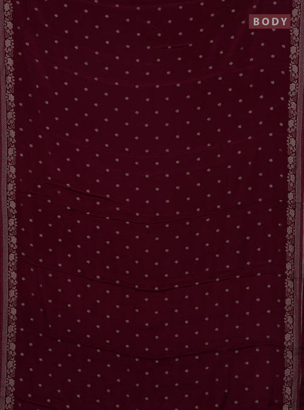 Semi mysore silk saree deep wine with allover zari woven buttas and zari woven border
