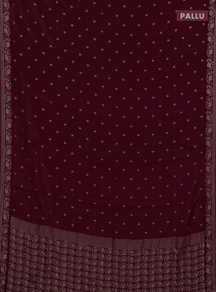 Semi mysore silk saree deep wine with allover zari woven buttas and zari woven border