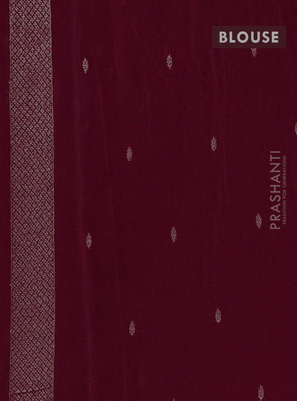 Semi mysore silk saree deep wine with allover zari woven buttas and zari woven border