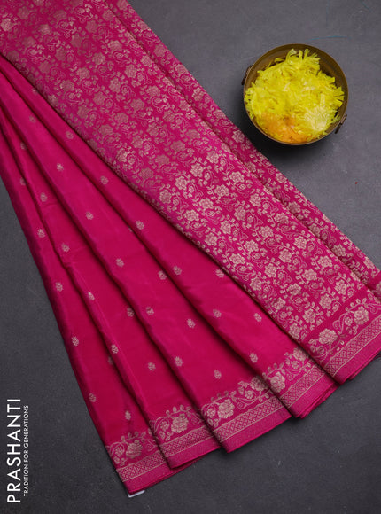 Semi mysore silk saree pink with allover zari woven buttas and zari woven border