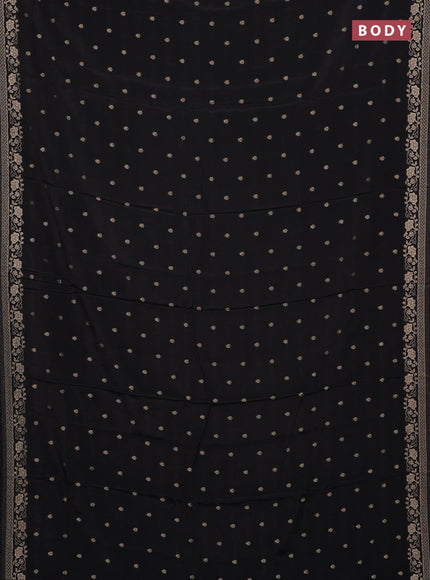 Semi mysore silk saree black with allover zari woven buttas and zari woven border