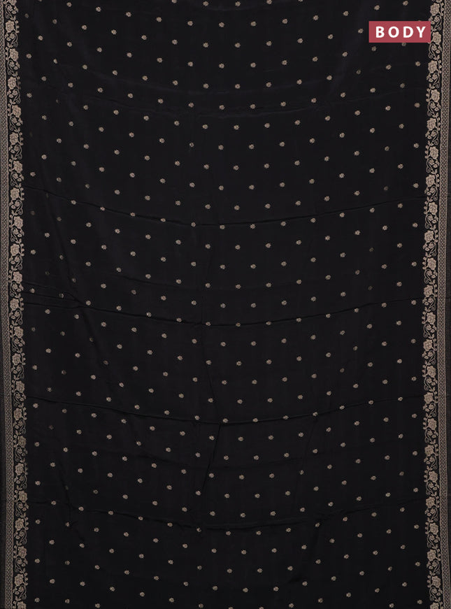 Semi mysore silk saree black with allover zari woven buttas and zari woven border
