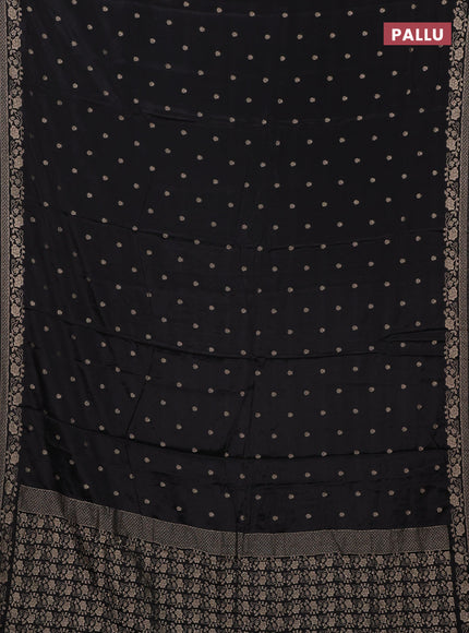 Semi mysore silk saree black with allover zari woven buttas and zari woven border
