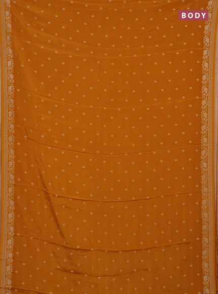 Semi mysore silk saree mustard yellow with allover zari woven buttas and zari woven border