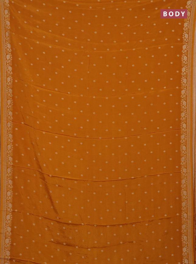 Semi mysore silk saree mustard yellow with allover zari woven buttas and zari woven border