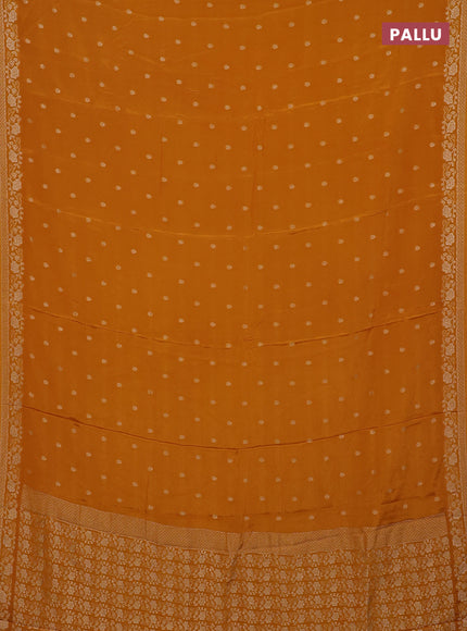 Semi mysore silk saree mustard yellow with allover zari woven buttas and zari woven border