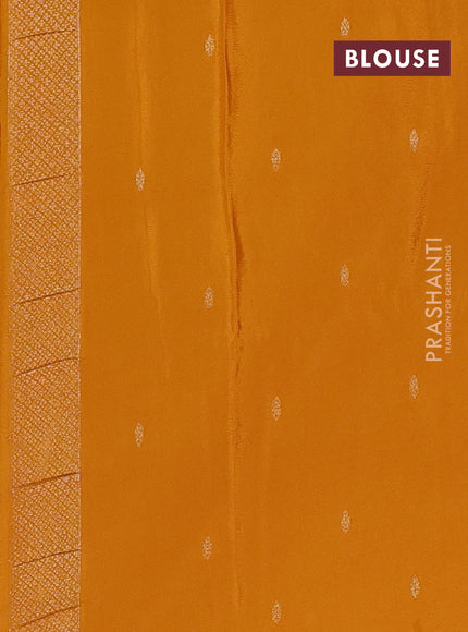 Semi mysore silk saree mustard yellow with allover zari woven buttas and zari woven border