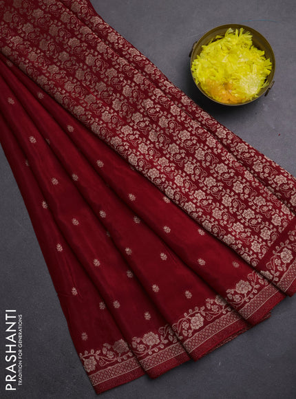 Semi mysore silk saree red with allover zari woven buttas and zari woven border