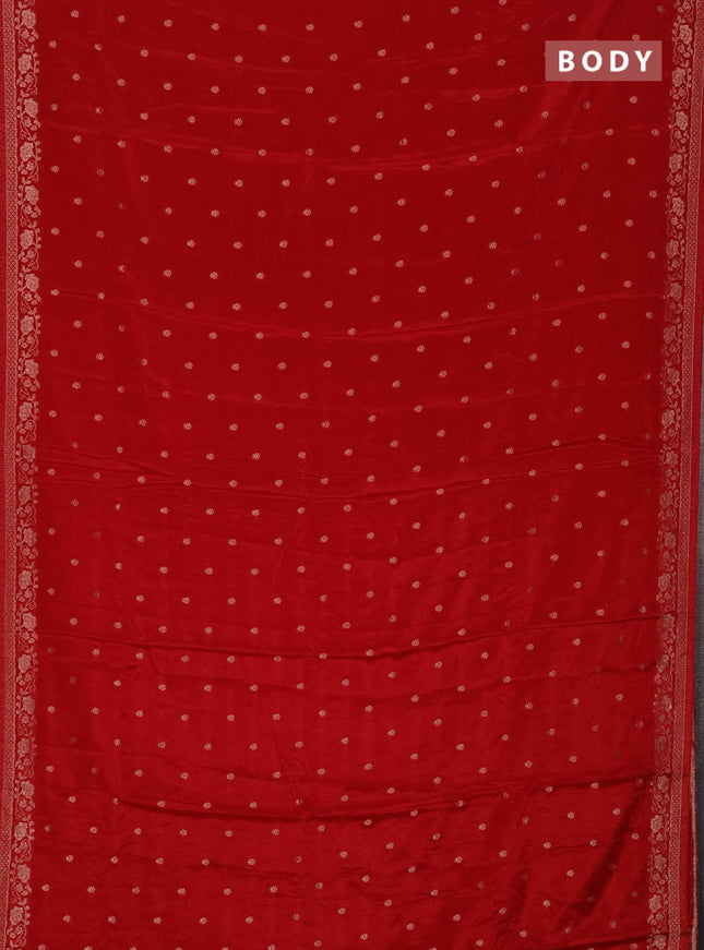 Semi mysore silk saree red with allover zari woven buttas and zari woven border
