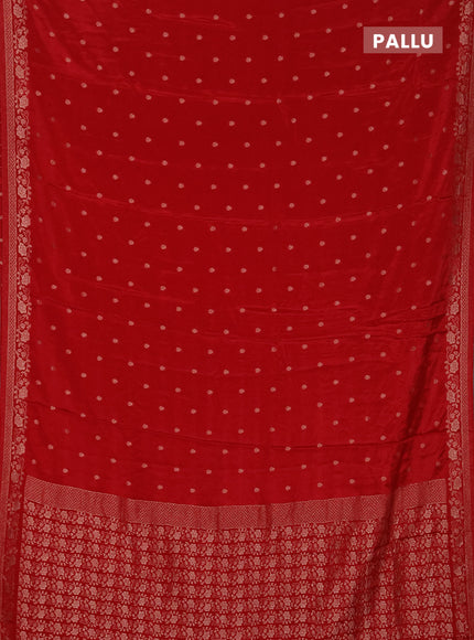 Semi mysore silk saree red with allover zari woven buttas and zari woven border