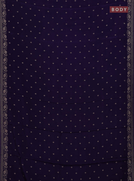 Semi mysore silk saree deep violet with allover zari woven buttas and zari woven border
