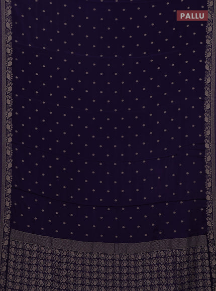 Semi mysore silk saree deep violet with allover zari woven buttas and zari woven border