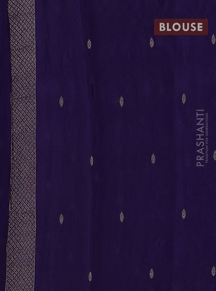 Semi mysore silk saree deep violet with allover zari woven buttas and zari woven border