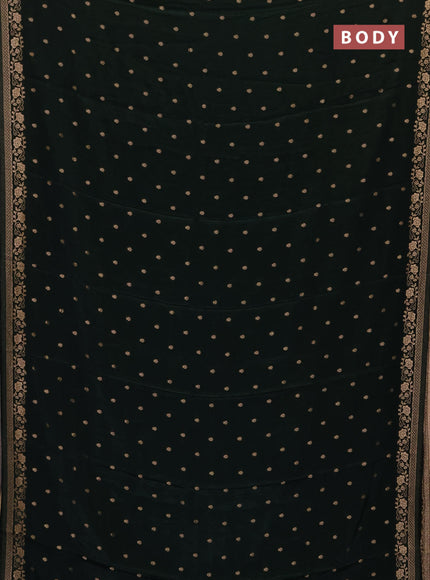 Semi mysore silk saree bottle green with allover zari woven buttas and zari woven border
