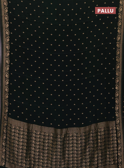 Semi mysore silk saree bottle green with allover zari woven buttas and zari woven border