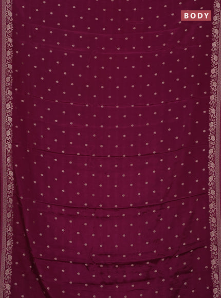 Semi mysore silk saree deep wine with allover zari woven buttas and zari woven border