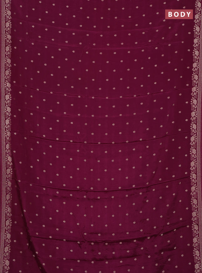 Semi mysore silk saree deep wine with allover zari woven buttas and zari woven border