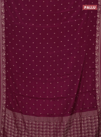 Semi mysore silk saree deep wine with allover zari woven buttas and zari woven border