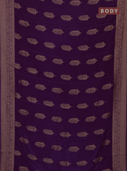Semi mysore silk saree purple with zari woven buttas and long zari woven border