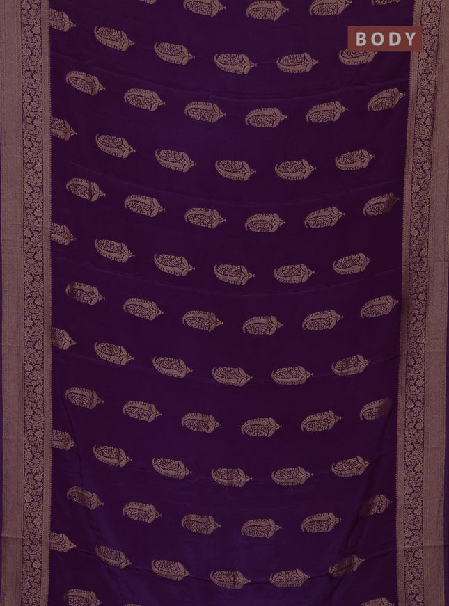 Semi mysore silk saree purple with zari woven buttas and long zari woven border