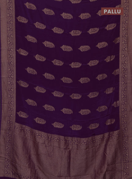 Semi mysore silk saree purple with zari woven buttas and long zari woven border