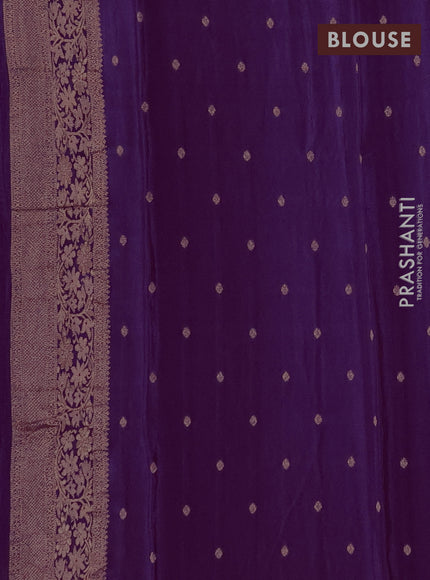 Semi mysore silk saree purple with zari woven buttas and long zari woven border