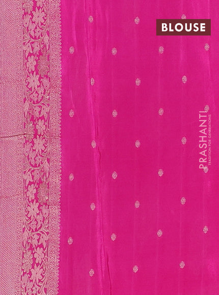 Semi mysore silk saree dark pink with zari woven buttas and long zari woven border