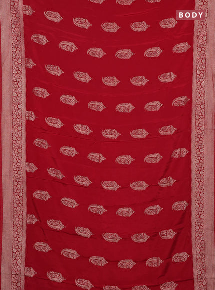 Semi mysore silk saree maroon with zari woven buttas and long zari woven border