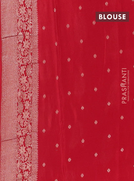 Semi mysore silk saree maroon with zari woven buttas and long zari woven border