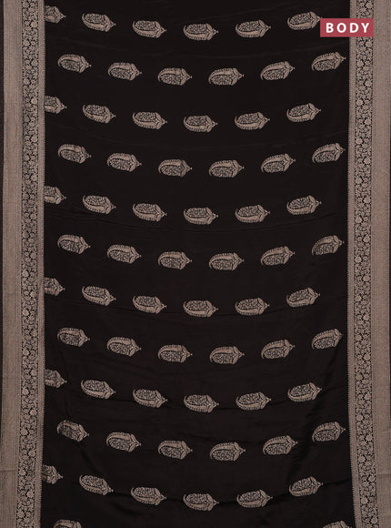 Semi mysore silk saree coffee brown with zari woven buttas and long zari woven border