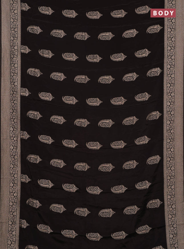 Semi mysore silk saree coffee brown with zari woven buttas and long zari woven border