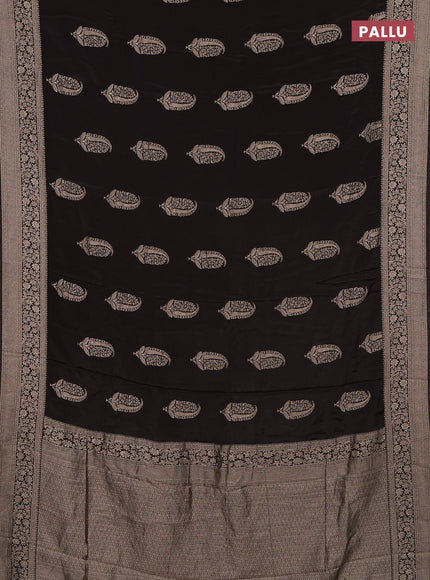 Semi mysore silk saree coffee brown with zari woven buttas and long zari woven border