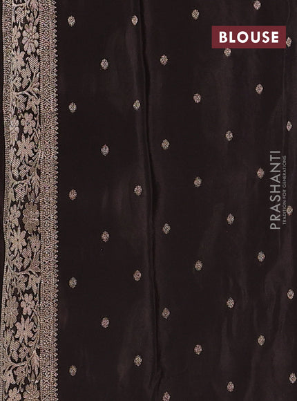 Semi mysore silk saree coffee brown with zari woven buttas and long zari woven border