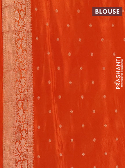 Semi mysore silk saree rustic orange with zari woven buttas and long zari woven border