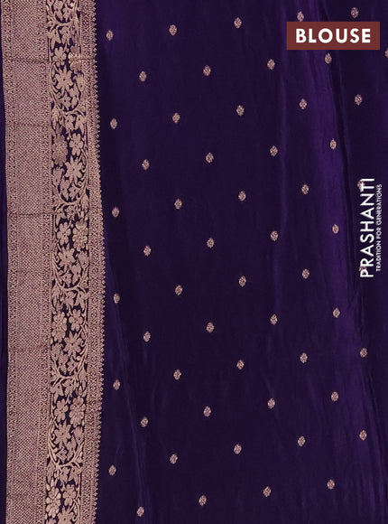 Semi mysore silk saree navy blue with zari woven buttas and long zari woven border