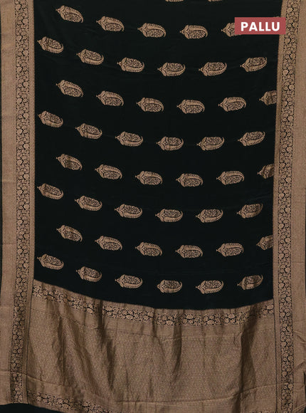 Semi mysore silk saree bottle green with zari woven buttas and long zari woven border
