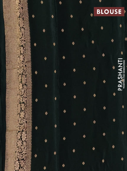 Semi mysore silk saree bottle green with zari woven buttas and long zari woven border